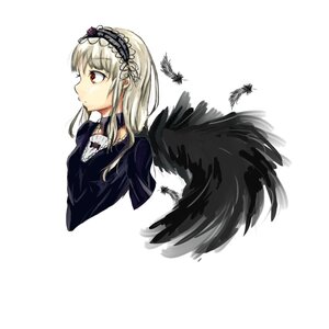 Rating: Safe Score: 0 Tags: 1girl bangs black_feathers black_wings dress feathered_wings feathers frills hairband image long_hair long_sleeves profile silver_hair simple_background solo solo_wing suigintou upper_body white_background white_wings wings User: admin