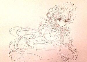 Rating: Safe Score: 0 Tags: 1girl bow capelet dress eyebrows_visible_through_hair frills image long_hair long_sleeves looking_at_viewer monochrome shinku solo twintails very_long_hair User: admin