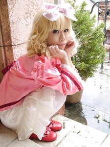 Rating: Safe Score: 0 Tags: 1girl blonde_hair bow dress frills hair_bow hinaichigo lips photo pink_dress realistic red_footwear shoes solo tree User: admin