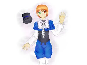 Rating: Safe Score: 0 Tags: 1girl blue_dress dress frills green_eyes hat hat_removed headwear_removed heterochromia image long_sleeves looking_at_viewer lying on_back orange_hair pantyhose red_eyes ribbon short_hair solo souseiseki top_hat white_legwear User: admin