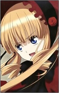 Rating: Safe Score: 0 Tags: 1girl :d bangs blonde_hair blue_eyes bonnet drill_hair image long_hair looking_at_viewer open_mouth red_dress shinku simple_background smile solo User: admin