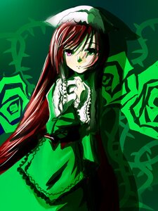 Rating: Safe Score: 0 Tags: 1girl brown_hair dress frills green_dress heterochromia image long_hair long_sleeves looking_at_viewer red_eyes solo suiseiseki very_long_hair User: admin