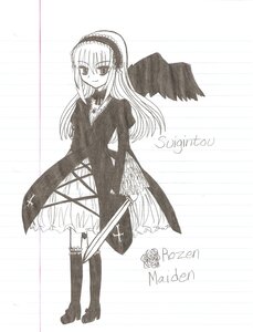 Rating: Safe Score: 0 Tags: 1girl auto_tagged boots dress flower frills full_body greyscale hairband image knee_boots long_hair long_sleeves looking_at_viewer monochrome rose smile solo standing suigintou wings User: admin