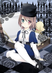 Rating: Safe Score: 0 Tags: 1girl brown_hair dress flower green_eyes hat heterochromia image long_sleeves looking_at_viewer pantyhose red_eyes rose short_hair sitting solo souseiseki striped vertical_stripes white_flower white_legwear white_rose User: admin