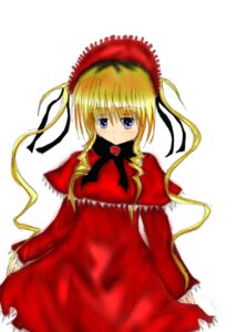 Rating: Safe Score: 0 Tags: 1girl blonde_hair blue_eyes bonnet bow bowtie capelet cowboy_shot dress image long_hair long_sleeves looking_at_viewer red_dress shinku simple_background solo standing twintails white_background User: admin