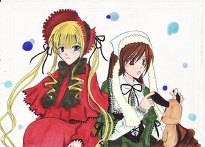 Rating: Safe Score: 0 Tags: 2girls blonde_hair blue_eyes blush bonnet bow brown_hair dress drill_hair green_eyes hat head_scarf heterochromia image long_hair long_sleeves looking_at_viewer multiple_girls open_mouth pair red_dress red_eyes shinku suiseiseki twintails very_long_hair User: admin