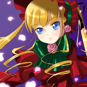 Rating: Safe Score: 0 Tags: 1girl blonde_hair blue_eyes bow dress flower image long_hair long_sleeves looking_at_viewer petals pink_flower pink_rose rose rose_petals shinku solo twintails User: admin