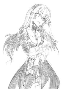 Rating: Safe Score: 0 Tags: 1girl breasts choker dress greyscale image long_hair long_sleeves medium_breasts monochrome sketch solo suigintou User: admin