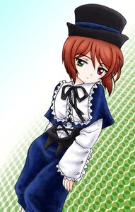 Rating: Safe Score: 0 Tags: 1girl blue_dress brown_hair chain-link_fence dress frills green_eyes hat heterochromia image long_sleeves looking_at_viewer red_eyes ribbon short_hair solo souseiseki standing top_hat User: admin