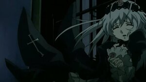 Rating: Safe Score: 0 Tags: 1girl closed_eyes cross dress frilled_sleeves frills hairband image latin_cross long_hair long_sleeves monochrome rose solo suigintou User: admin