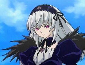 Rating: Safe Score: 0 Tags: 1girl black_wings day detached_collar dress frills hairband image lolita_hairband long_hair long_sleeves looking_at_viewer pink_eyes puffy_sleeves silver_hair sky solo suigintou upper_body wings User: admin