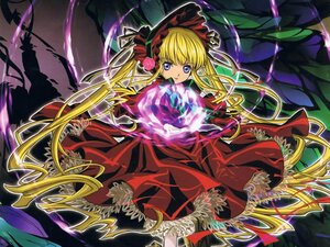 Rating: Safe Score: 0 Tags: 1girl blonde_hair blue_eyes bonnet bow bowtie dress flower image long_hair long_sleeves looking_at_viewer red_dress rose shinku solo twintails very_long_hair wings User: admin