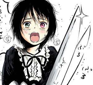 Rating: Safe Score: 0 Tags: 1girl angry black_dress black_hair crying dress emphasis_lines frills heterochromia image looking_at_viewer open_mouth red_eyes ribbon short_hair shouting solo souseiseki speech_bubble tears teeth upper_body white_background User: admin