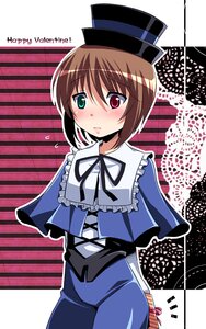 Rating: Safe Score: 0 Tags: 1girl blue_dress blush brown_hair dress frills green_eyes hat heterochromia image long_sleeves looking_at_viewer red_eyes short_hair solo souseiseki top_hat User: admin