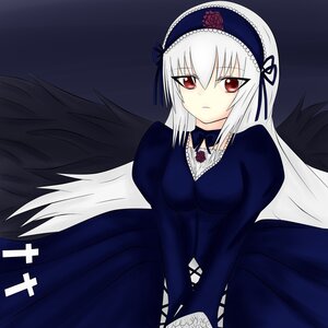 Rating: Safe Score: 0 Tags: 1girl black_wings breasts dress feathered_wings feathers flower frills hairband image juliet_sleeves long_hair long_sleeves looking_at_viewer puffy_sleeves red_eyes rose silver_hair solo suigintou wings User: admin