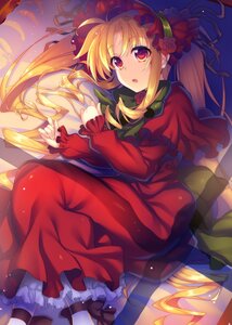Rating: Safe Score: 0 Tags: 1girl blonde_hair bonnet bow capelet commentary_request dress drill_hair fate_testarossa flower frills highres image lolita_fashion long_hair long_sleeves looking_at_viewer lying lyrical_nanoha mahou_shoujo_lyrical_nanoha on_side open_mouth raiou red_capelet red_dress red_eyes red_flower red_rose ribbon rose rozen_maiden shinku solo twin_drills twintails very_long_hair User: admin