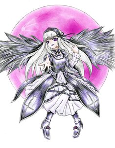 Rating: Safe Score: 0 Tags: 1girl auto_tagged black_wings dress flower frills hairband image long_hair long_sleeves looking_at_viewer moon open_mouth purple_eyes rose silver_hair smile solo suigintou traditional_media very_long_hair wings User: admin