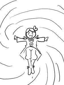 Rating: Safe Score: 0 Tags: 1girl :d boots closed_eyes greyscale hair_ornament image kanaria monochrome open_mouth outstretched_arms simple_background sketch smile solo topknot User: admin