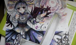 Rating: Safe Score: 0 Tags: 1girl black_wings dress flower frilled_sleeves frills gothic_lolita image lolita_fashion long_hair long_sleeves looking_at_viewer petals photo rose silver_hair solo suigintou wings User: admin