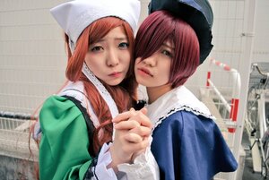 Rating: Safe Score: 0 Tags: 2girls building city dress hat head_scarf lips long_hair long_sleeves looking_at_viewer multiple_cosplay multiple_girls photo red_hair sisters suiseiseki tagme twins upper_body User: admin