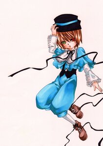 Rating: Safe Score: 0 Tags: 1girl blue_dress boots brown_hair collar dress frills full_body green_eyes hat heterochromia image long_sleeves looking_at_viewer red_eyes ribbon short_hair simple_background solo souseiseki top_hat User: admin