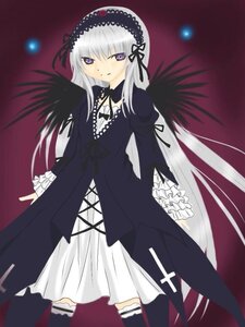 Rating: Safe Score: 0 Tags: 1girl black_dress black_ribbon black_wings detached_collar dress frilled_sleeves frills hairband image lolita_hairband long_hair long_sleeves looking_at_viewer puffy_sleeves silver_hair solo suigintou very_long_hair wings User: admin