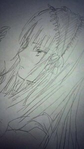 Rating: Safe Score: 0 Tags: 1girl bangs closed_mouth eyebrows_visible_through_hair from_side image long_hair monochrome profile sketch solo suigintou traditional_media User: admin