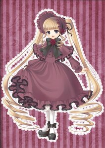 Rating: Safe Score: 0 Tags: 1girl blonde_hair blue_eyes bonnet bow dress flower frills full_body hat image long_hair long_sleeves pantyhose pink_flower pink_rose rose shinku shoes solo standing teacup twintails white_legwear User: admin