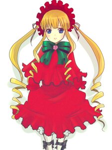 Rating: Safe Score: 0 Tags: 1girl blonde_hair blue_eyes bonnet bow bowtie dress drill_hair full_body green_bow image long_hair long_sleeves looking_at_viewer red_dress shinku simple_background solo twin_drills twintails white_background User: admin