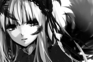 Rating: Safe Score: 0 Tags: 1girl bangs blunt_bangs closed_mouth greyscale image long_hair looking_at_viewer monochrome portrait simple_background solo suigintou white_background User: admin