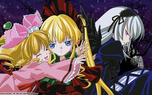 Rating: Safe Score: 0 Tags: 3girls black_wings blonde_hair blue_eyes bow closed_eyes dress flower frills hairband hug image long_hair long_sleeves multiple multiple_girls night open_mouth outdoors pink_bow shinku silver_hair sky suigintou tagme umbrella wings User: admin