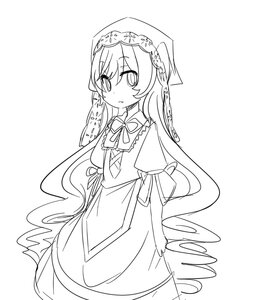 Rating: Safe Score: 0 Tags: 1girl bangs blush bow closed_mouth dress eyebrows_visible_through_hair greyscale hair_between_eyes image long_hair long_sleeves monochrome puffy_sleeves sleeveless sleeveless_dress sleeves_past_wrists solo suiseiseki very_long_hair white_background User: admin