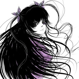 Rating: Safe Score: 0 Tags: 1girl bangs barasuishou bug butterfly butterfly_hair_ornament closed_mouth hair_ornament image long_hair looking_at_viewer monochrome murasaki_shikibu_(fate) simple_background smile solo two_side_up very_long_hair white_background User: admin