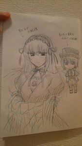 Rating: Safe Score: 0 Tags: 2girls dress hairband hat image long_hair long_sleeves looking_at_viewer monochrome multiple_girls pair sketch souseiseki suigintou traditional_media User: admin