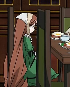 Rating: Safe Score: 0 Tags: blurry blurry_foreground depth_of_field dress food head_out_of_frame image indoors long_hair long_sleeves multiple_girls plate solo standing suiseiseki table User: admin
