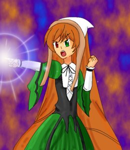 Rating: Safe Score: 0 Tags: 1girl brown_hair cloud cowboy_shot dress green_dress green_eyes heterochromia image long_hair long_sleeves looking_at_viewer open_mouth red_eyes sky solo standing suiseiseki very_long_hair User: admin