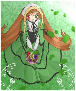 Rating: Safe Score: 0 Tags: 1girl blush brown_hair dress frills green_dress green_eyes heterochromia holding holding_gift image long_hair long_sleeves looking_at_viewer red_eyes solo standing suiseiseki twintails very_long_hair watering_can User: admin