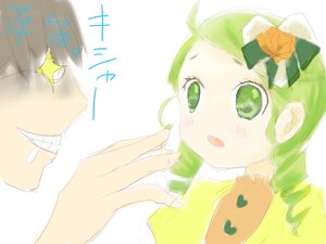 Rating: Safe Score: 0 Tags: 1girl :d auto_tagged blush bow drill_hair green_eyes green_hair hair_ornament image kanaria long_sleeves open_mouth solo User: admin