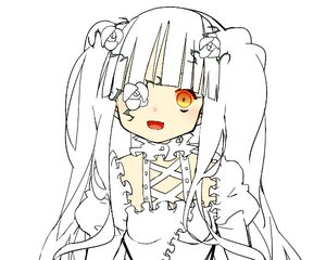 Rating: Safe Score: 0 Tags: 1girl :d bangs detached_collar dress eyebrows_visible_through_hair eyepatch flower hair_flower hair_ornament image kirakishou long_hair looking_at_viewer open_mouth simple_background solo twintails upper_body white_background white_flower User: admin