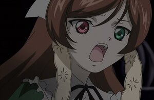 Rating: Safe Score: 0 Tags: 1girl braid brown_hair fang fangs frills green_eyes heterochromia image looking_at_viewer open_mouth red_eyes smile solo suiseiseki twin_braids User: admin
