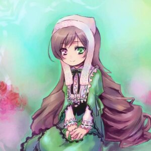 Rating: Safe Score: 0 Tags: 1girl brown_hair dress flower frills green_dress green_eyes heterochromia image long_hair long_sleeves looking_at_viewer red_eyes sitting smile solo suiseiseki twin_drills very_long_hair User: admin