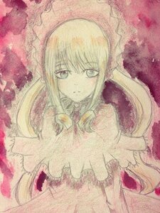 Rating: Safe Score: 0 Tags: 1girl blonde_hair closed_mouth dress expressionless frills frown image long_hair looking_at_viewer shinku sidelocks solo traditional_media User: admin
