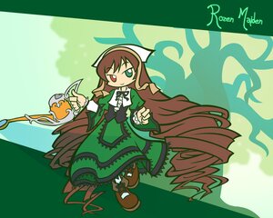 Rating: Safe Score: 0 Tags: 1girl brown_hair dress frills full_body green_background green_dress green_eyes hairband heterochromia image long_hair long_sleeves looking_at_viewer red_eyes solo standing suiseiseki very_long_hair watering_can User: admin