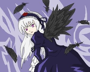 Rating: Safe Score: 0 Tags: 1girl auto_tagged bird black_wings crow dress feathers flower flying frilled_sleeves frills hairband image lolita_hairband long_hair long_sleeves looking_at_viewer looking_back purple_eyes rose seagull sky solo suigintou wings User: admin