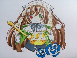 Rating: Safe Score: 0 Tags: 1girl brown_hair dress flower frills green_dress green_eyes head_scarf heterochromia image long_hair long_sleeves looking_at_viewer marker_(medium) open_mouth red_eyes simple_background solo suiseiseki traditional_media very_long_hair watering_can User: admin