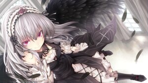 Rating: Safe Score: 0 Tags: 1girl bad_id bad_pixiv_id black_dress black_footwear black_wings blush boots commentary_request detached_collar doll_joints dress feathered_wings feathers flower frills gothic_lolita hairband highres image joints lolita_fashion lolita_hairband long_hair long_sleeves looking_at_viewer pink_eyes red_eyes ribbon rose rozen_maiden silver_hair smile solo suigintou tousen wings User: admin