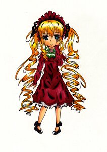 Rating: Safe Score: 0 Tags: 1girl black_footwear blonde_hair blue_eyes bow bowtie dress full_body image long_hair long_sleeves looking_at_viewer red_dress shinku simple_background solo standing white_background User: admin