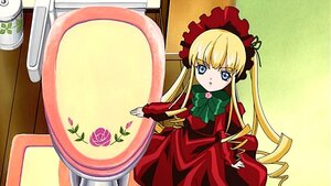 Rating: Safe Score: 0 Tags: 1girl blonde_hair blue_eyes bonnet bow bowtie cup dress drill_hair flower green_bow image long_hair long_sleeves looking_at_viewer red_dress saucer shinku sidelocks solo table teacup User: admin
