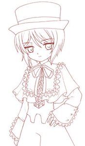 Rating: Safe Score: 0 Tags: 1girl capelet dress eyebrows_visible_through_hair frills hat image long_sleeves looking_at_viewer monochrome ribbon short_hair simple_background solo souseiseki standing white_background User: admin