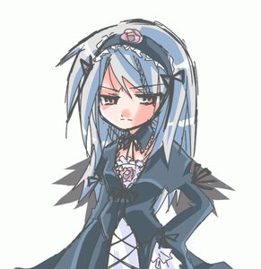Rating: Safe Score: 0 Tags: 1girl blush cross-laced_clothes dress flower frills hairband image lolita_hairband long_hair long_sleeves rose simple_background solo suigintou white_background User: admin